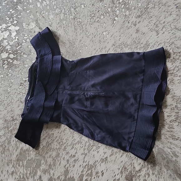 Bardot Revolve Athena Frill Navy Blue Satin Mini Dress SzXS - Picture 9 of 10